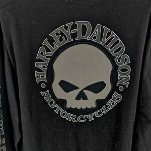 Harley Davidson Mens XL Black Long‎ Sleeve Skull Motorcycles Graphic T Shirt
